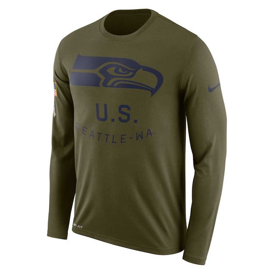 Men's Seattle Seahawks Nike Salute to Service Sideline Legend Performance Long Sleeve T-Shirt Olive,We sell and wholesale Men's Seattle Seahawks Nike Salute to Service Sideline Legend Performance Long Sleeve T-Shirt Olive on line form chian!